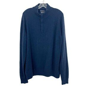 Monte Rosse Navy Blue Italian Cashmere Quarter Zip Sweater - Men's Size XL